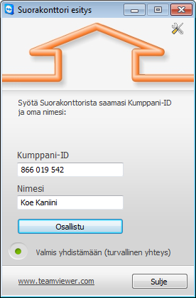Esitysohjelman aloitusruutu.